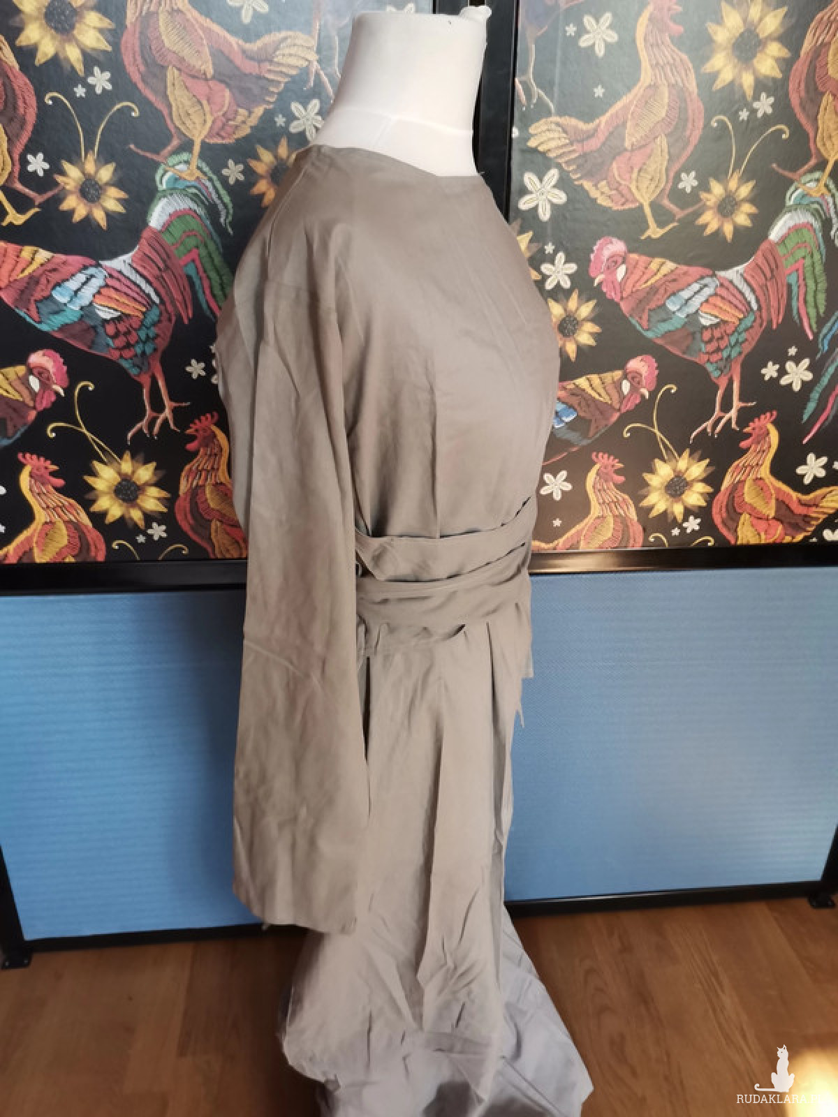 szara  sukienka oversize bawełna  z lnem 38
